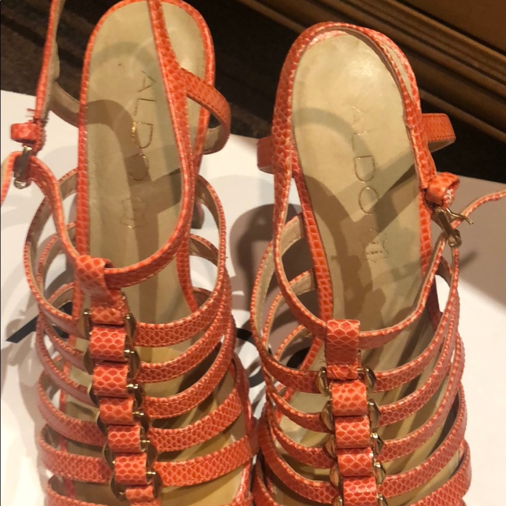 ALDO sandal heels with gold hardware. Gently used. - Picture 6 of 8